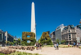 Buenos Aires Argentina - Dec 25, 2018: The Obelisk at Plaza de la Republica built in 1936. is a major touristic destination in Buenos Aires, Argentina.