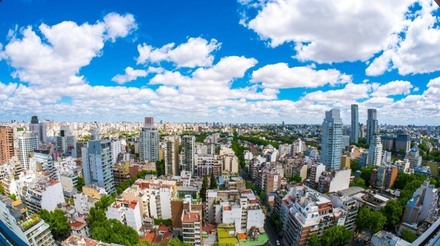 BUENOS AIRES, ARGENTINA SEPTEMBER 7: View of the skyline on a sunny day on September 7, 2016 in Buenos Aires, Argentina.