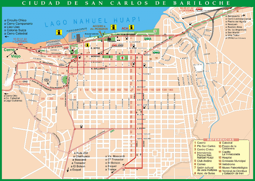 Mapa turístico de Bariloche 