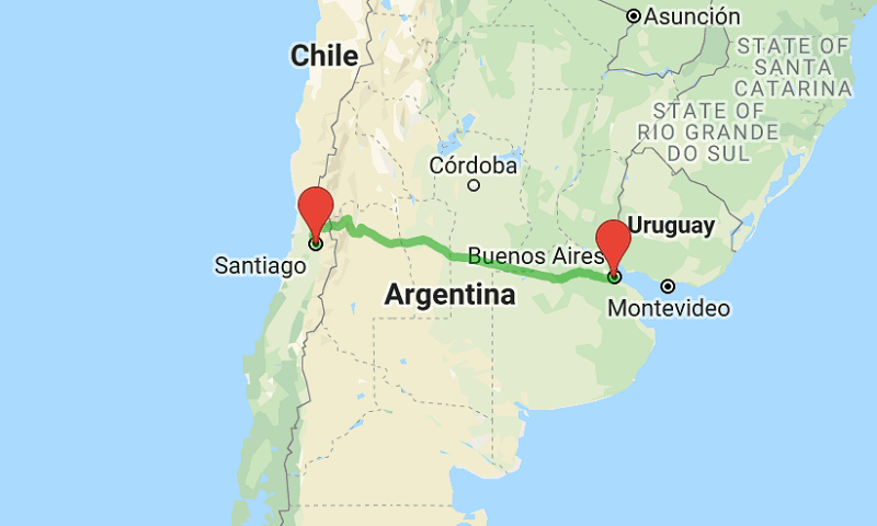 Mapa - Buenos Aires para Santiago