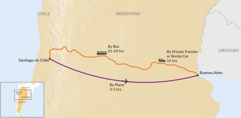 Mapa - Santiago para Buenos Aires